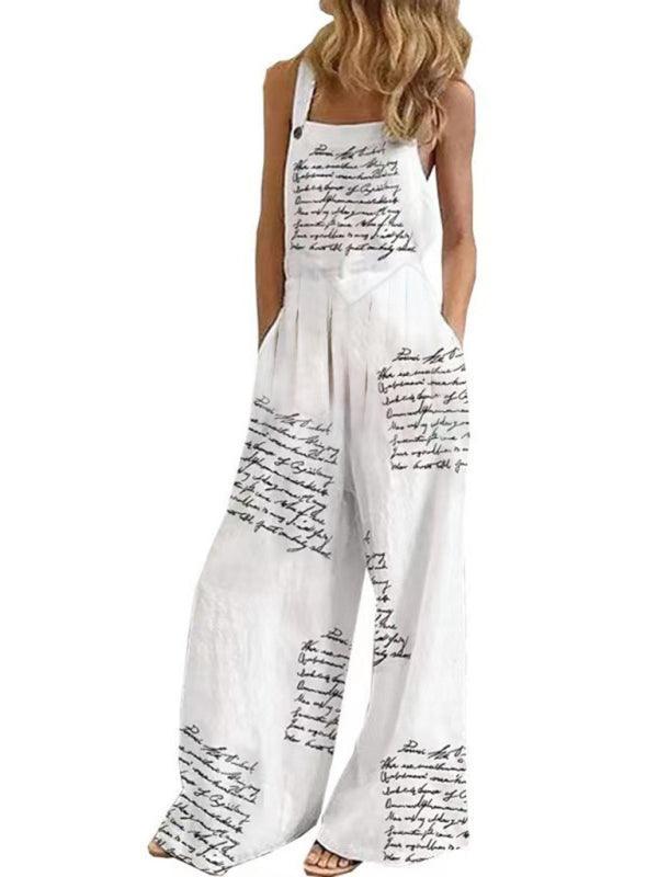 Flor Printed Sleeveless Suspender Jumpsuits Women Clothing - Vestir en Moda