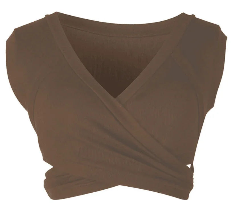 Flor Sleeveless Lace-up cropped Short Vest Bottoming Top - Vestir en Moda
