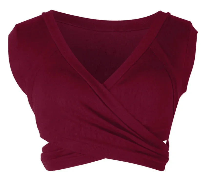 Flor Sleeveless Lace-up cropped Short Vest Bottoming Top - Vestir en Moda