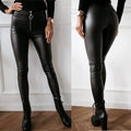 Florence Explosive Sexy PU Leather Plain Pants - Vestir en Moda