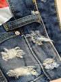 Francesca American Flag Fringe Star Printed Jean Shorts - Vestir en Moda