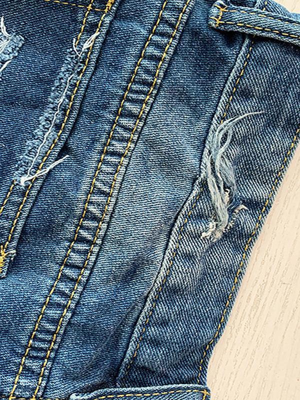 Francesca American Flag Fringe Star Printed Jean Shorts - Vestir en Moda