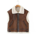 Freya Sexy Lamb Wool Suede Vest Thickened Loose Sleeveless Coat - Vestir en Moda