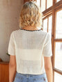 Gabriela Short Sleeve V Neck Solid Short Blouse - Vestir en Moda