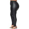 Gabriella Plus Size Solid Color Leather Low Sleeve Slim Trousers Set - Vestir en Moda