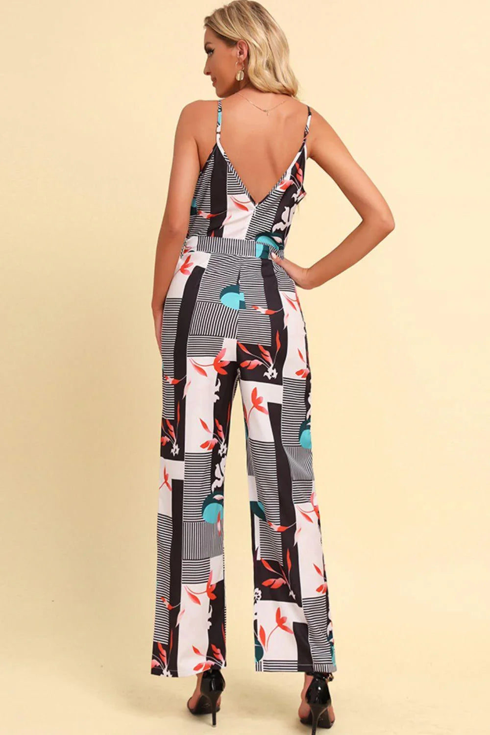 Gala Printed Spaghetti Strap Tied Jumpsuits - Vestir en Moda