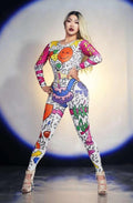 Galia Women Sexy Cartoon Doodle Jumpsuits - Vestir en Moda