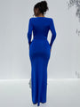 Gemma V Neck Long Sleeve Split Maxi Dresses - Vestir en Moda
