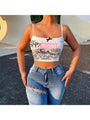 Georgia Printed Cropped Camisole Tops - Vestir en Moda