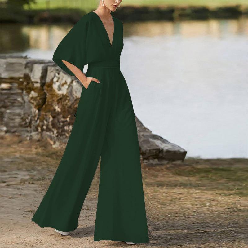 Germani Winter Women Jumpsuits Plunge High Waist Wide - Vestir en Moda
