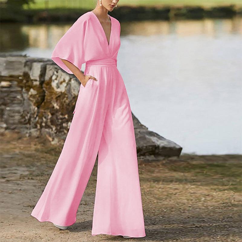 Germani Winter Women Jumpsuits Plunge High Waist Wide - Vestir en Moda
