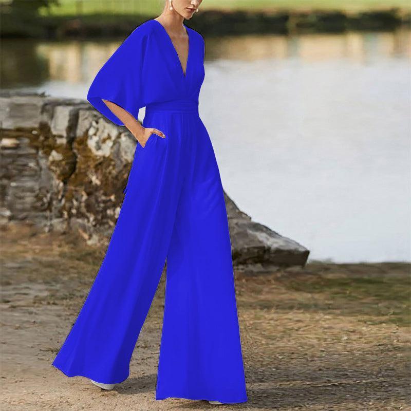 Germani Winter Women Jumpsuits Plunge High Waist Wide - Vestir en Moda