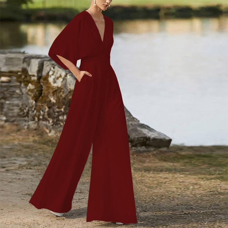 Germani Winter Women Jumpsuits Plunge High Waist Wide - Vestir en Moda