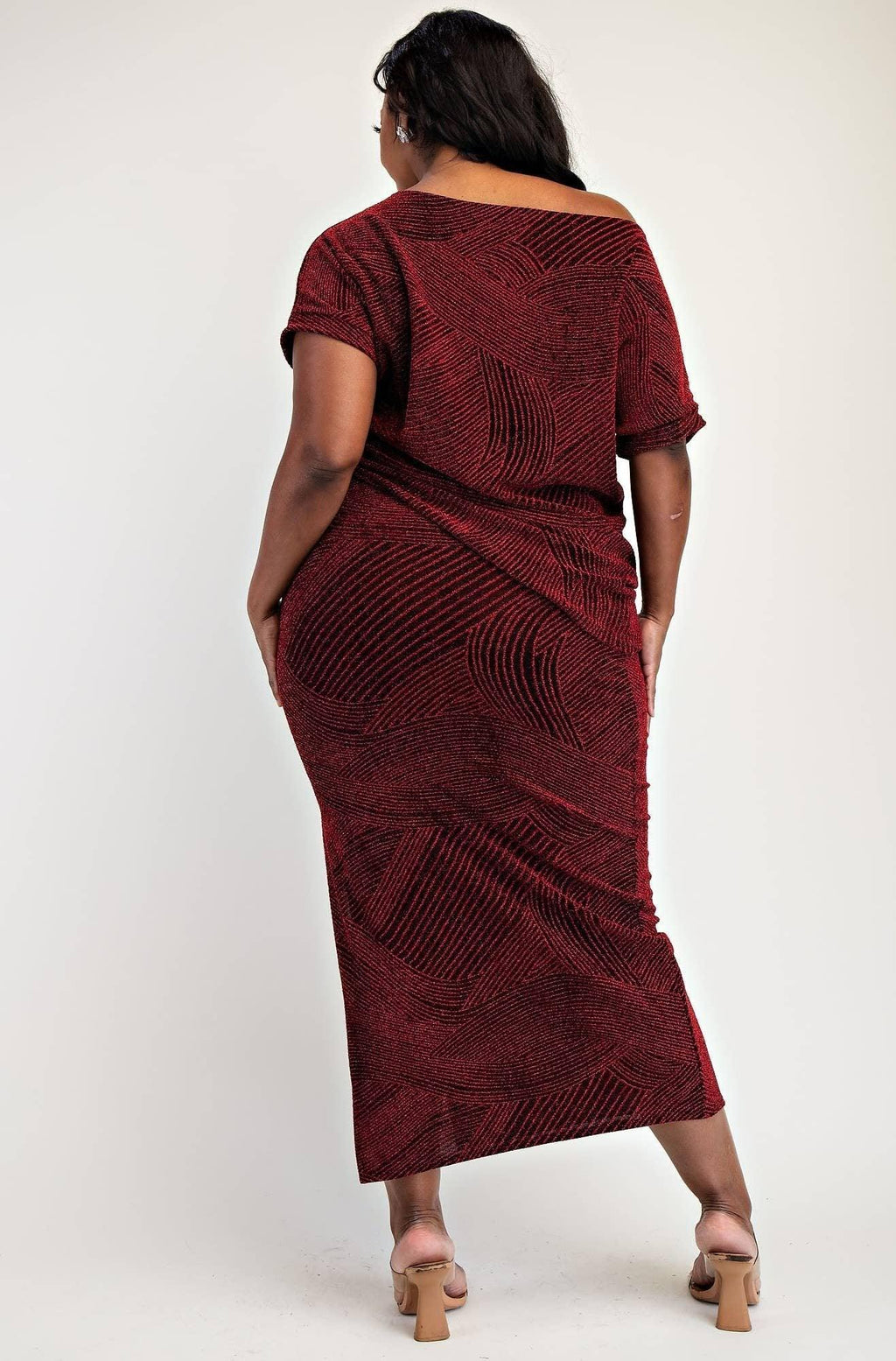 Gia Plus Size Lurex Knit Short Sleeve Elegant Matching Sets