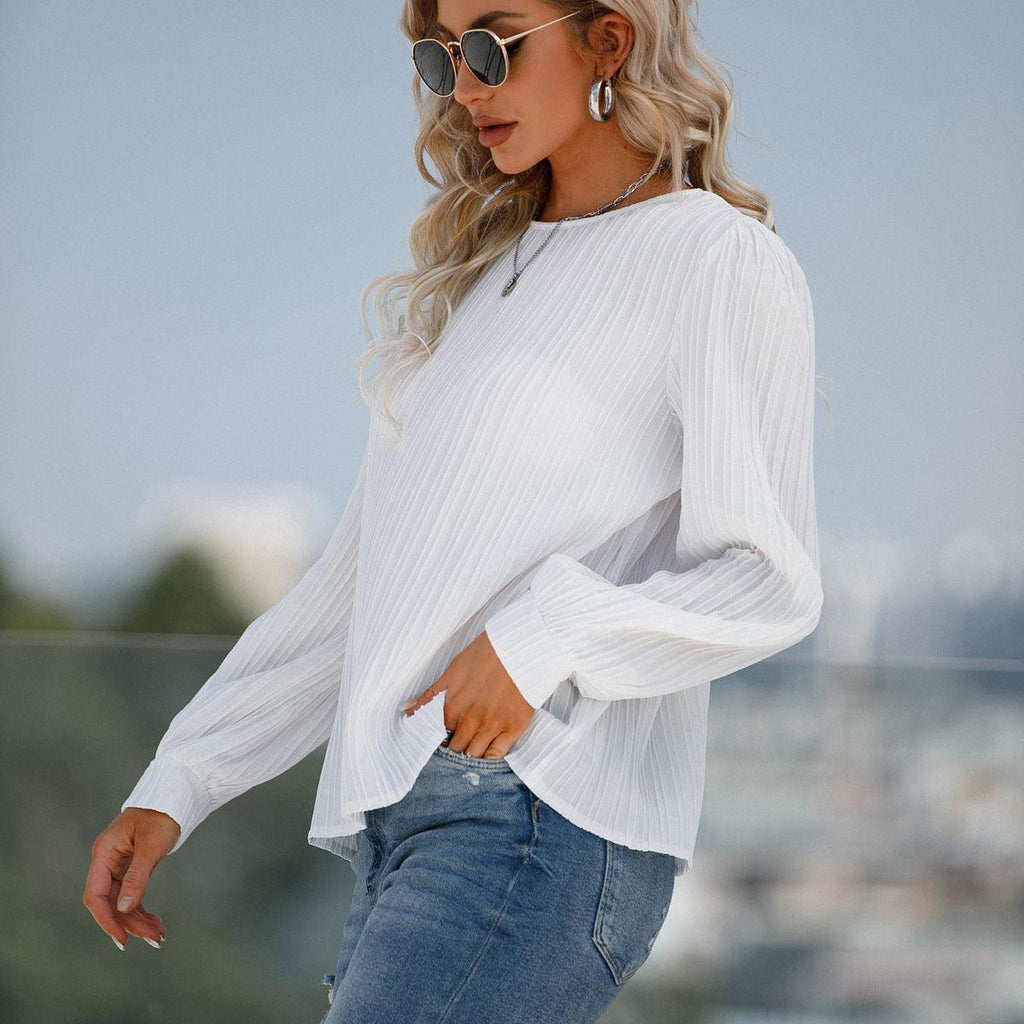 Gianna Autumn Long Sleeve round Neck Blouse - Vestir en Moda