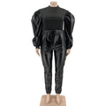 Gianna Clothing Plus Size Outfits Puff Sleeve Patchwork Crop Streetwear - Vestir en Moda