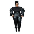 Gianna Clothing Plus Size Outfits Puff Sleeve Patchwork Crop Streetwear - Vestir en Moda