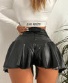 Gigi Leather Ruffled Small Leather Pants Skirt - Vestir en Moda
