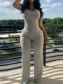 Ginnet Women Solid Straps Wide Leg Sleeveless Sexy Jumpsuits - Vestir en Moda