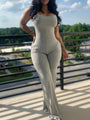 Ginnet Women Solid Straps Wide Leg Sleeveless Sexy Jumpsuits - Vestir en Moda