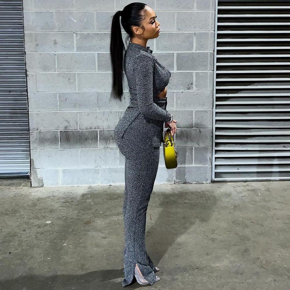 Giorgia Autumn Winter cropped Hollow two pieces Set - Vestir en Moda