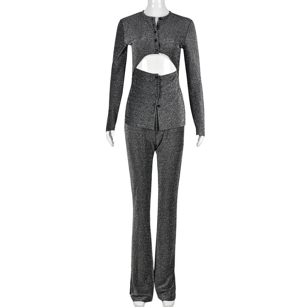 Giorgia Autumn Winter cropped Hollow two pieces Set - Vestir en Moda