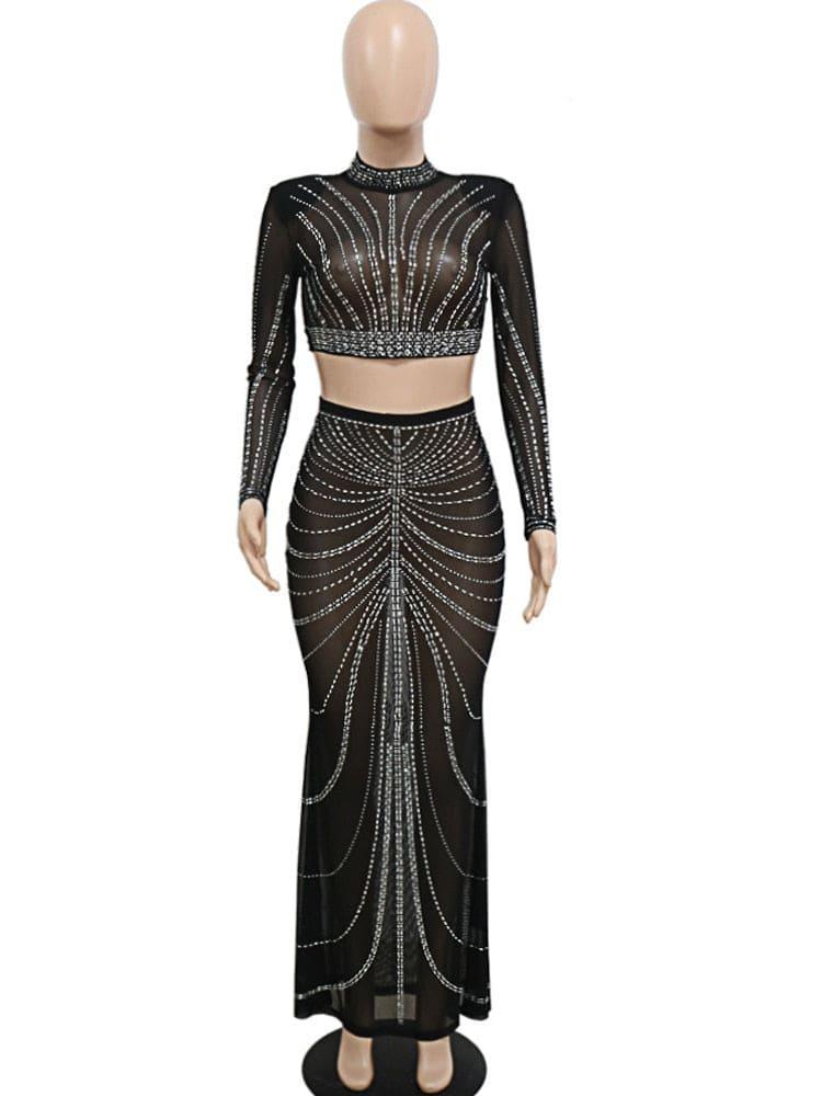 Giorgia Sexy Black Shine Crystal Set New - Vestir en Moda