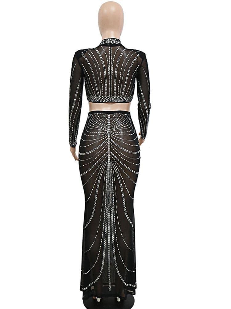 Giorgia Sexy Black Shine Crystal Set New - Vestir en Moda