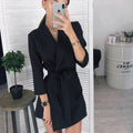 Gissel Summer Autumn Sleeve Solid Collar Suit Belt Elegant Dresses - Vestir en Moda