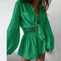 Giulia Summer Women Casual Solid Color Ruffles Long Sleeve sets - Vestir en Moda