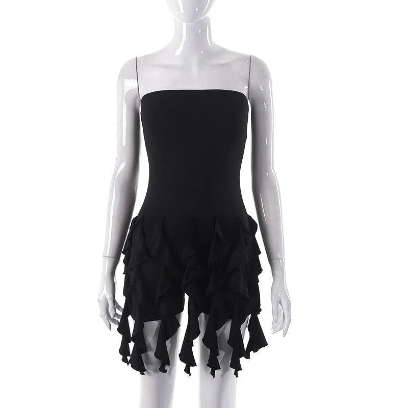 Gladis Solid Color Shoulder Sleeveless Sexy Ruffle Romper - Vestir en Moda