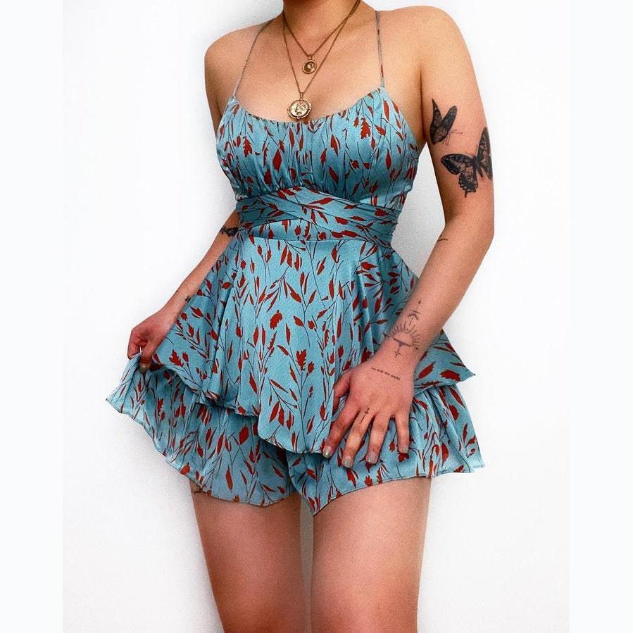Glennis Sexy Trendy Printed Double Layer Sling Wide Leg Rompers - Vestir en Moda