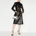 Goods Stars Double Breasted Belt Leather Long Trench Coat - Vestir en Moda