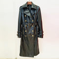Goods Stars Double Breasted Belt Leather Long Trench Coat - Vestir en Moda