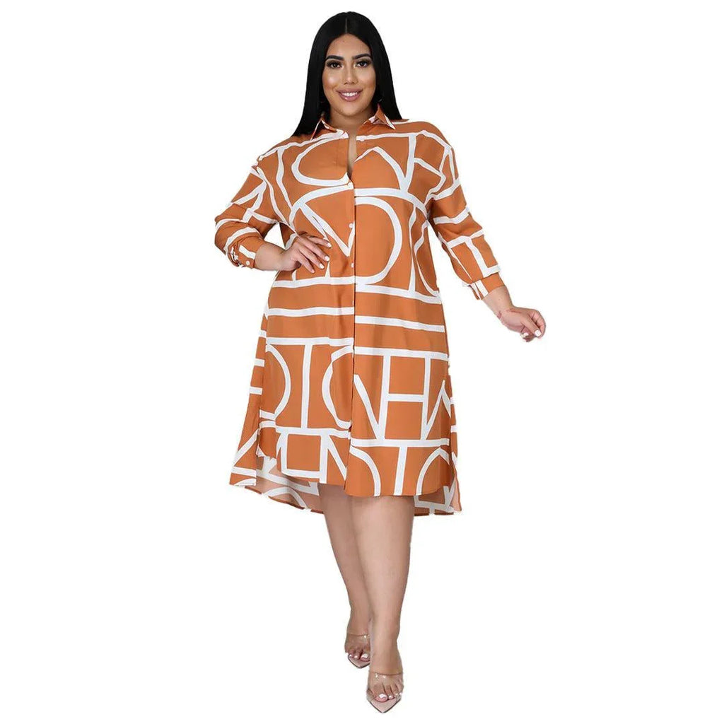 Grace Plus Size Printing Pleating Waist Woman Dresses - Vestir en Moda