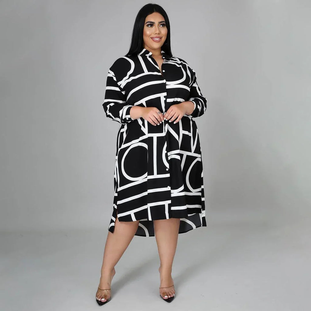 Grace Plus Size Printing Pleating Waist Woman Dresses - Vestir en Moda
