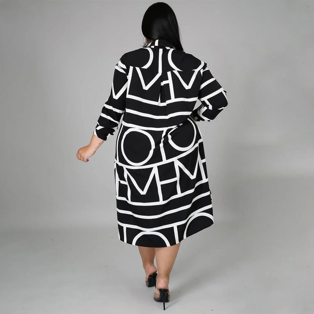 Grace Plus Size Printing Pleating Waist Woman Dresses - Vestir en Moda