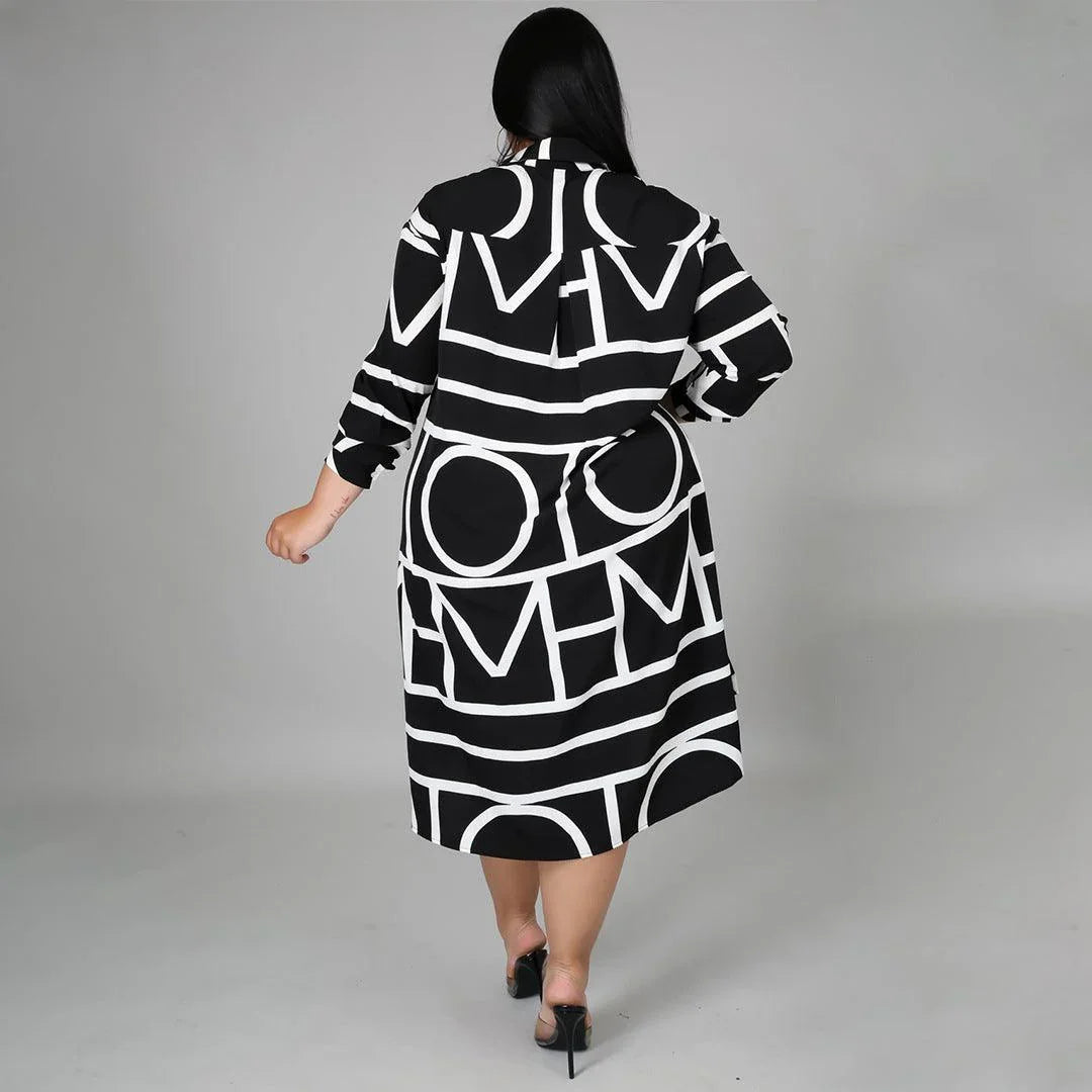 Grace Plus Size Printing Pleating Waist Woman Dresses - Vestir en Moda