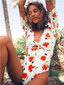 Hadleigh Sweet Deep V Puff Sleeve One Piece Swimsuit - Vestir en Moda