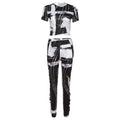 Hailey Round Neck Printed Slim Low Waist Skinny Trousers Set - Vestir en Moda