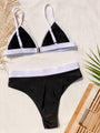 Hanna Contrast Binding Triangle Beachwear Low Waist Bikini Swimwear - Vestir en Moda