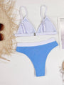 Hanna Contrast Binding Triangle Beachwear Low Waist Bikini Swimwear - Vestir en Moda