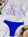 Hanna Contrast Binding Triangle Beachwear Low Waist Bikini Swimwear - Vestir en Moda