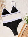 Hanna Contrast Binding Triangle Beachwear Low Waist Bikini Swimwear - Vestir en Moda