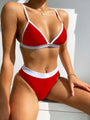 Hanna Contrast Binding Triangle Beachwear Low Waist Bikini Swimwear - Vestir en Moda