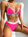 Hanna Contrast Binding Triangle Beachwear Low Waist Bikini Swimwear - Vestir en Moda