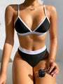 Hanna Contrast Binding Triangle Beachwear Low Waist Bikini Swimwear - Vestir en Moda