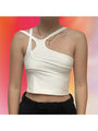 Hannah Sexy Street Irregular Sleeveless Skinny Top - Vestir en Moda