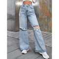 Harmony Holes High Waist Wide Leg Pants Casual Denim Trousers Tide - Vestir en Moda