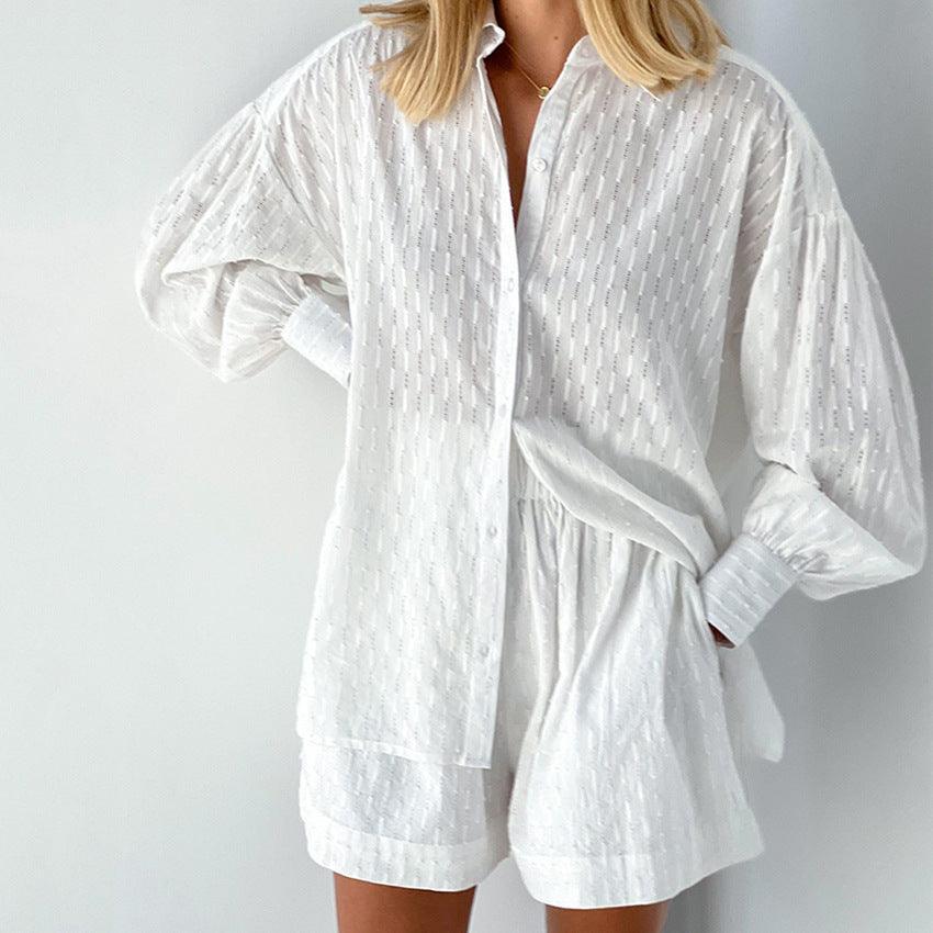Harper Jacquard Lantern Sleevee Design Casual Two Piece Sets - Vestir en Moda